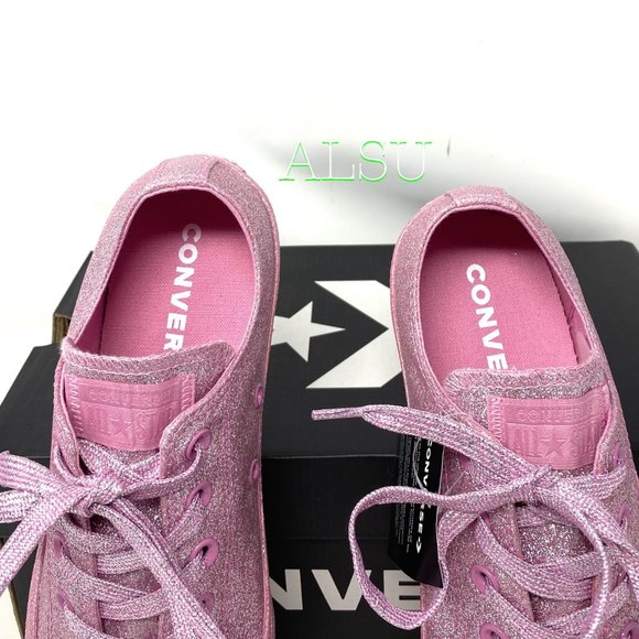 SANTA’S DEAL 🎄 Converse Chuck Taylor All Stars Low Glitter Pink Women's 162993C - Picture 4 of 10